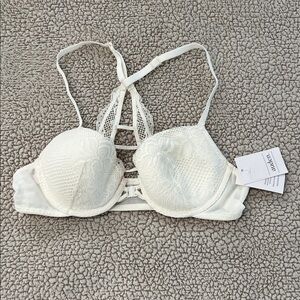 Auden White Lace Push-Up Bralette with Racerback Details